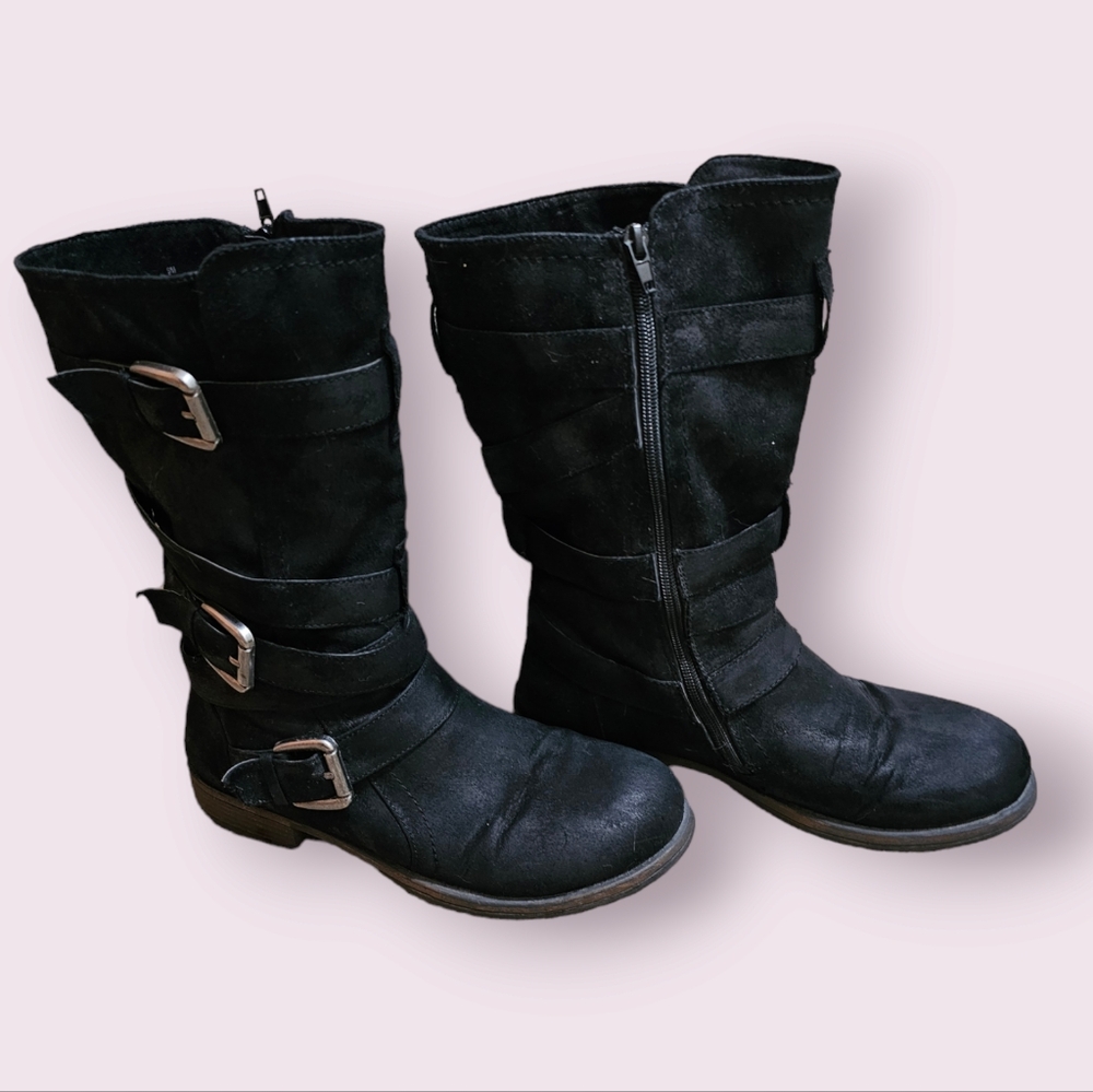 Maurices Black Mid-Calf Buckle Boot Size 9